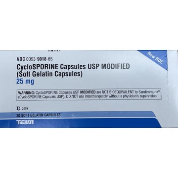 Cyclosporine (Modified) Generic To Atopica 25 mg front Category